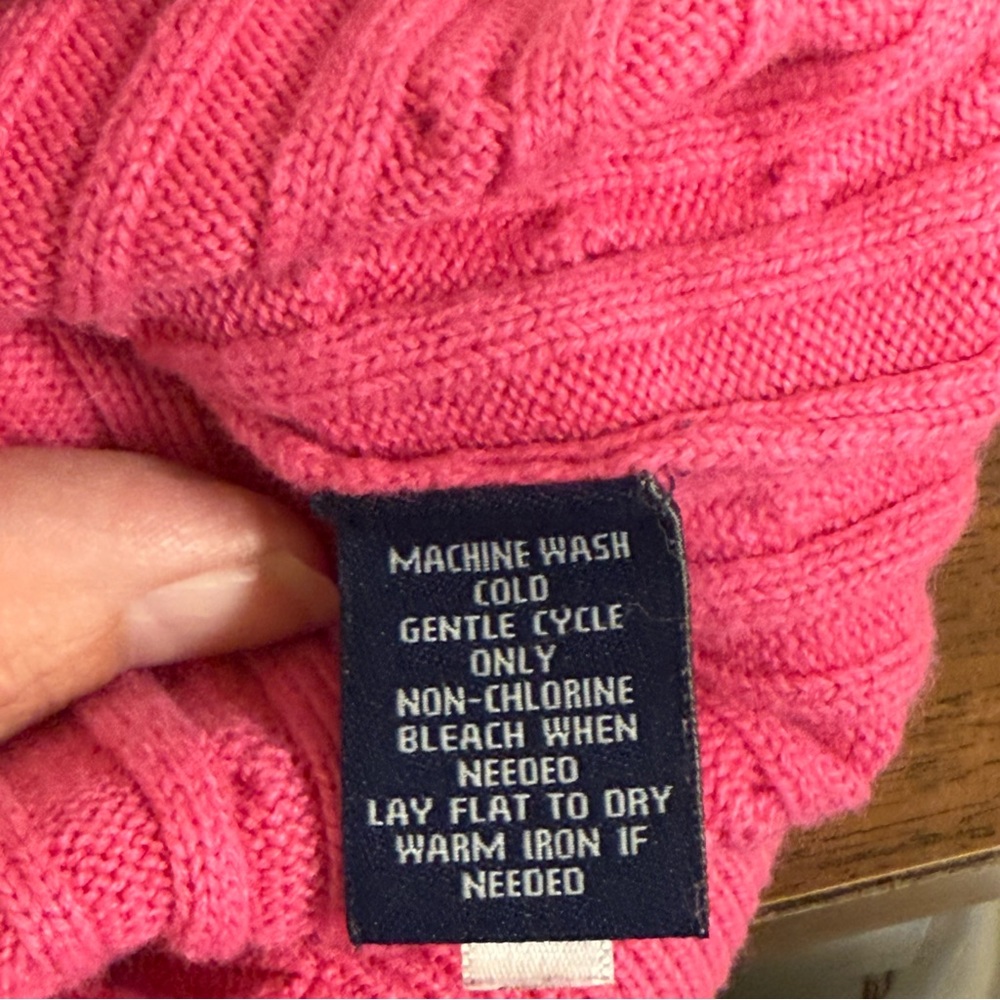 Chaps Classics Pink Cable Knit Cotton V-Neck Sweater Plus 2X Button Pullover - Picture 7 of 8